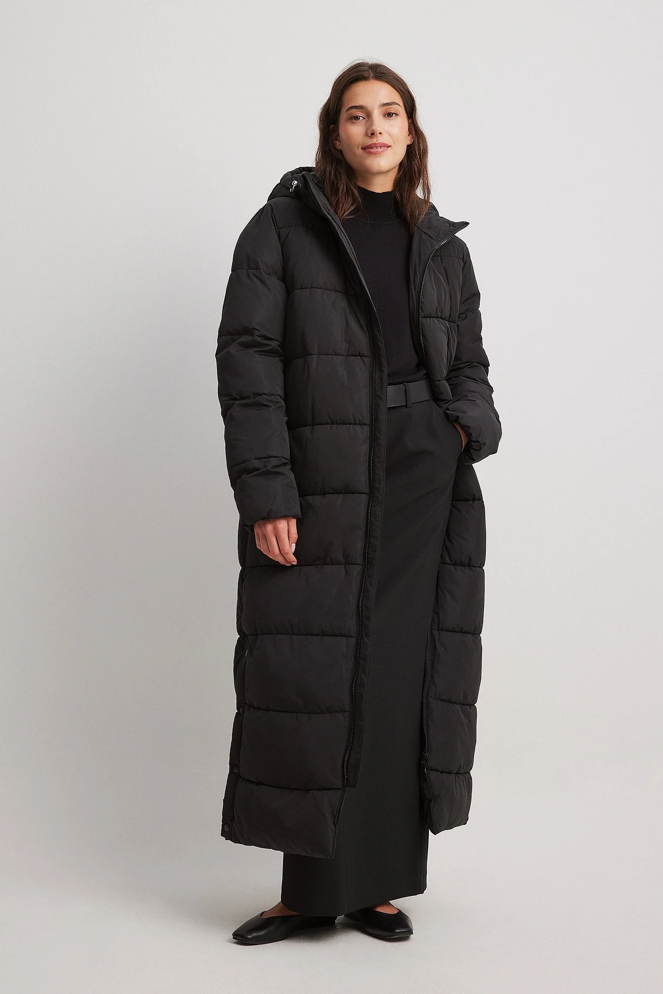 Lange, wattierte Jacke