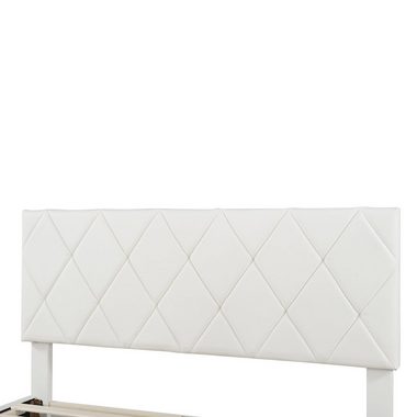 Flieks Polsterbett, LED Doppelbett Schwebebett 140x200cm Kunstleder Kopfteil hochstellbar