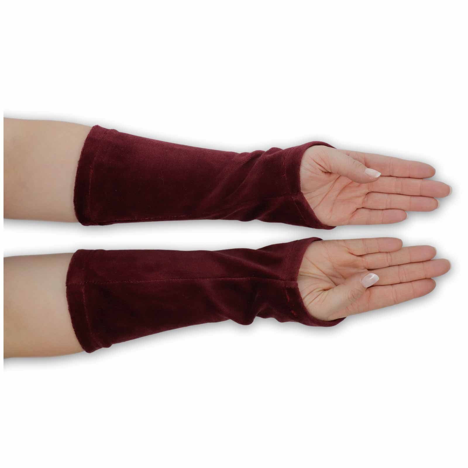 KUNST UND MAGIE Armstulpen Damen Samt Armstulpen Stulpen Handwärmer Handschuhe + Glöckchen Boho