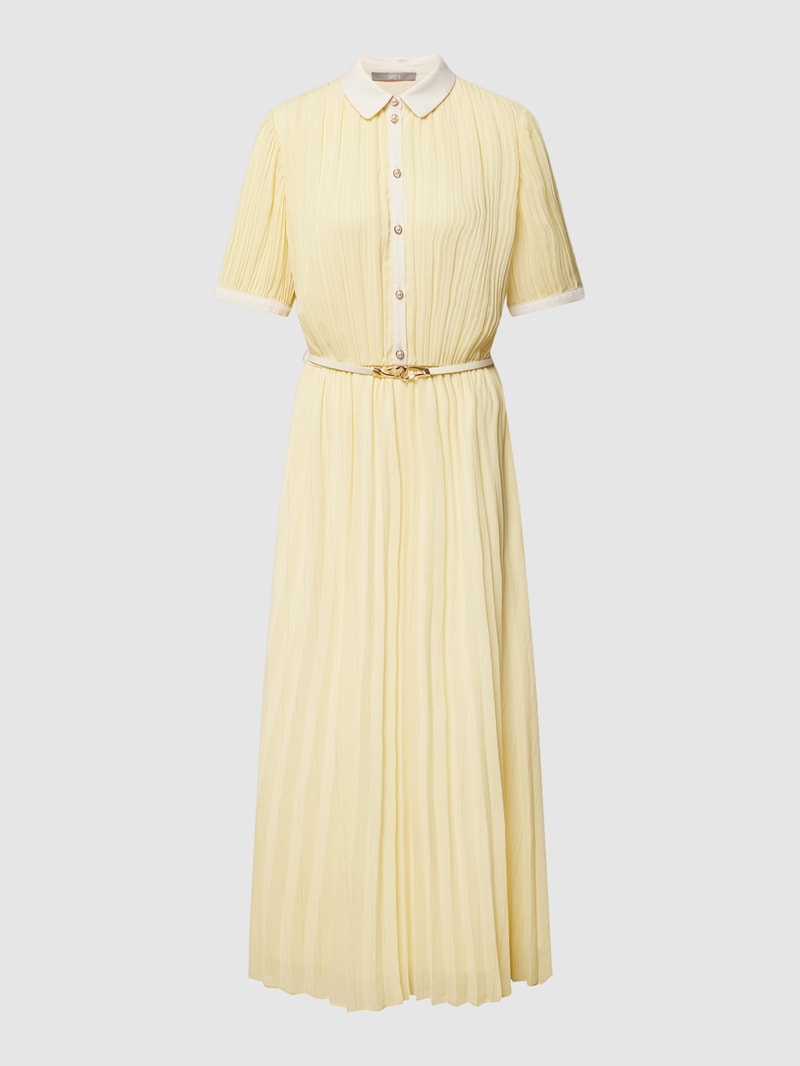 Kleid mit Kragen in hellgelb