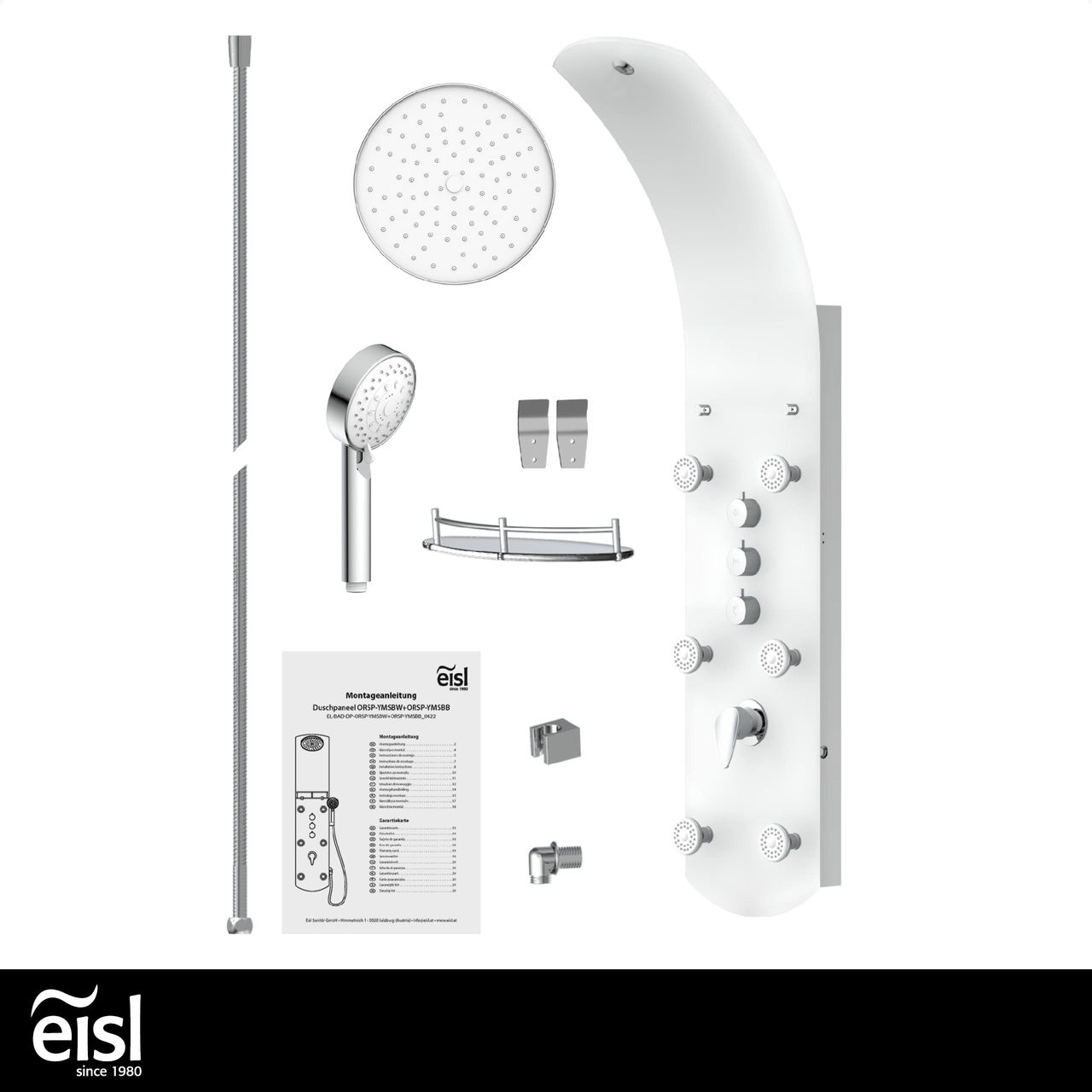 Eisl Duschpaneel KARIBIK, Wellnessdusche 3 in 1 mit Regendusche, sechs Massagedüsen und Handbrause