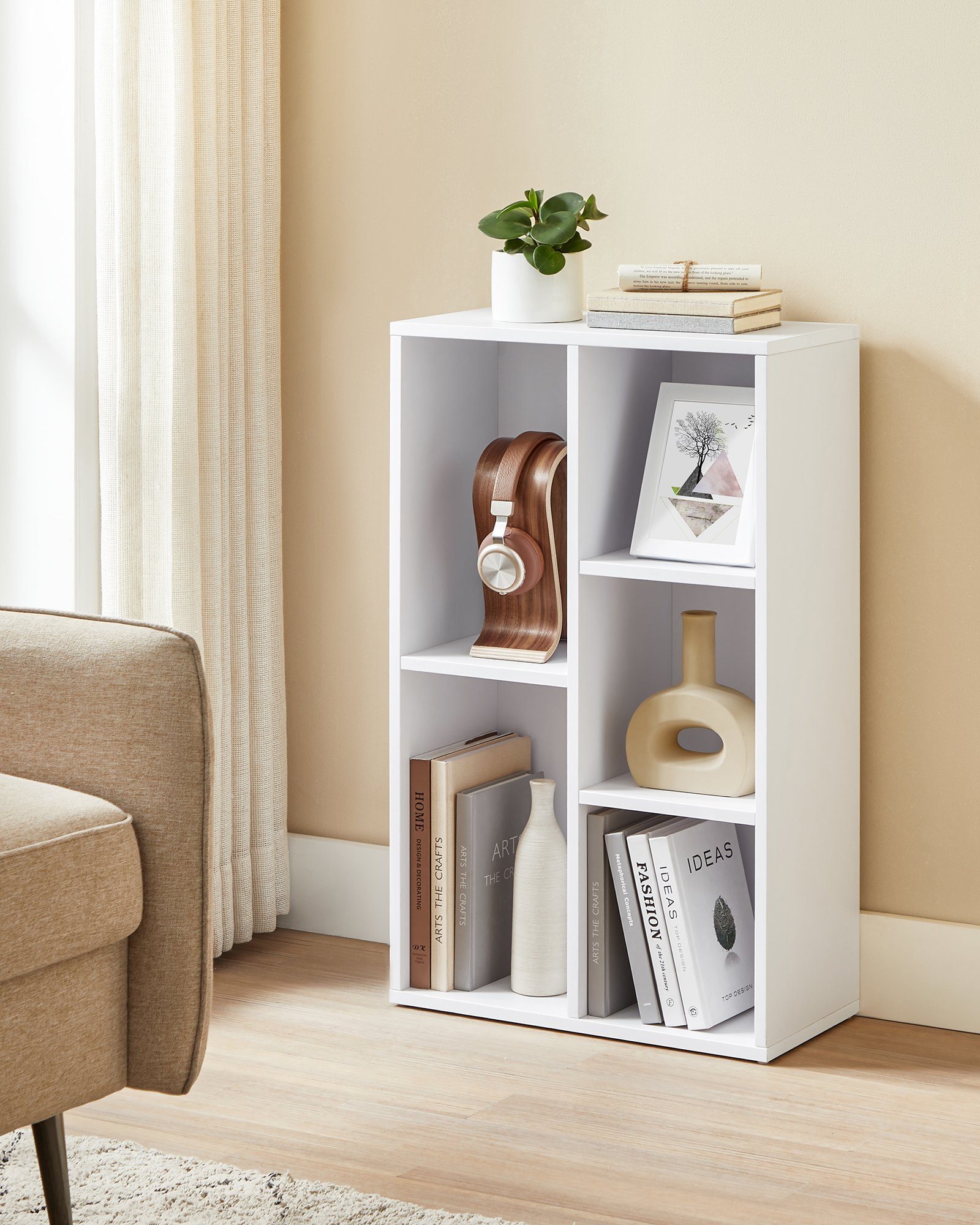 VASAGLE Bücherregal Standregal, mit 5 Fächern, 24 x 50 x 80 cm