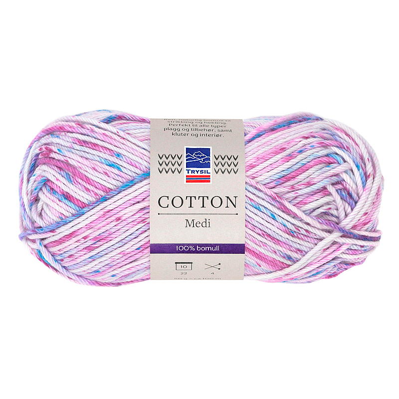 Cotton medi garn rosa/blå print