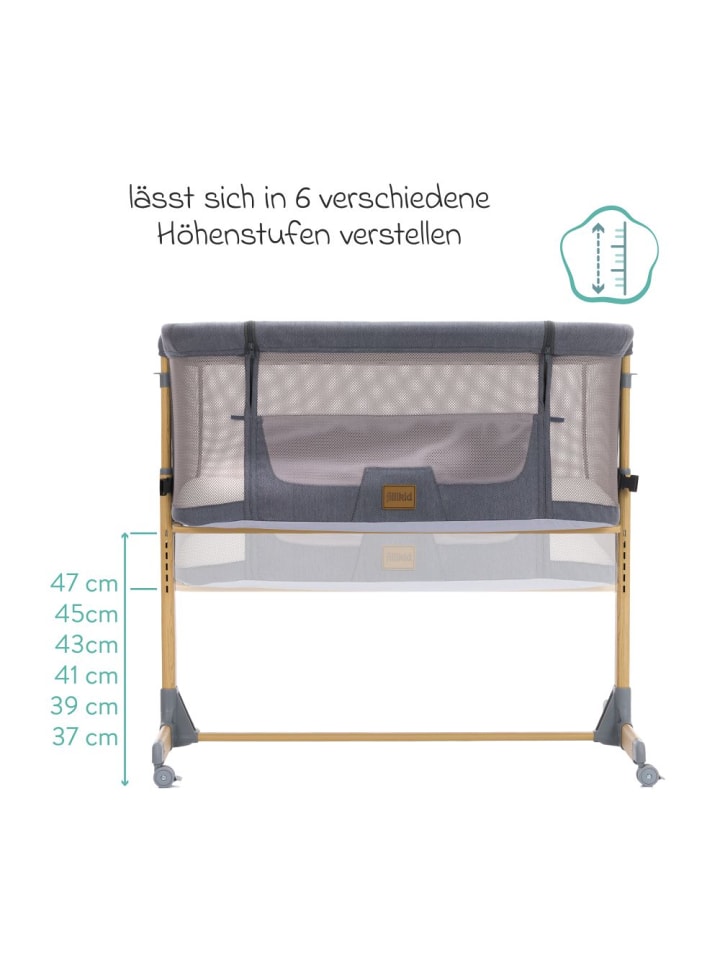 fillikid Beistellbett Crip 6-fach höhenverstellbar in grau günstig kaufen onesize