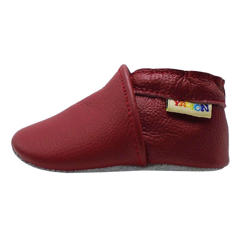 Yalion Weiche Leder Lauflernschuhe Hausschuhe Lederpuschen Rot 100% Leder Krabbelschuh