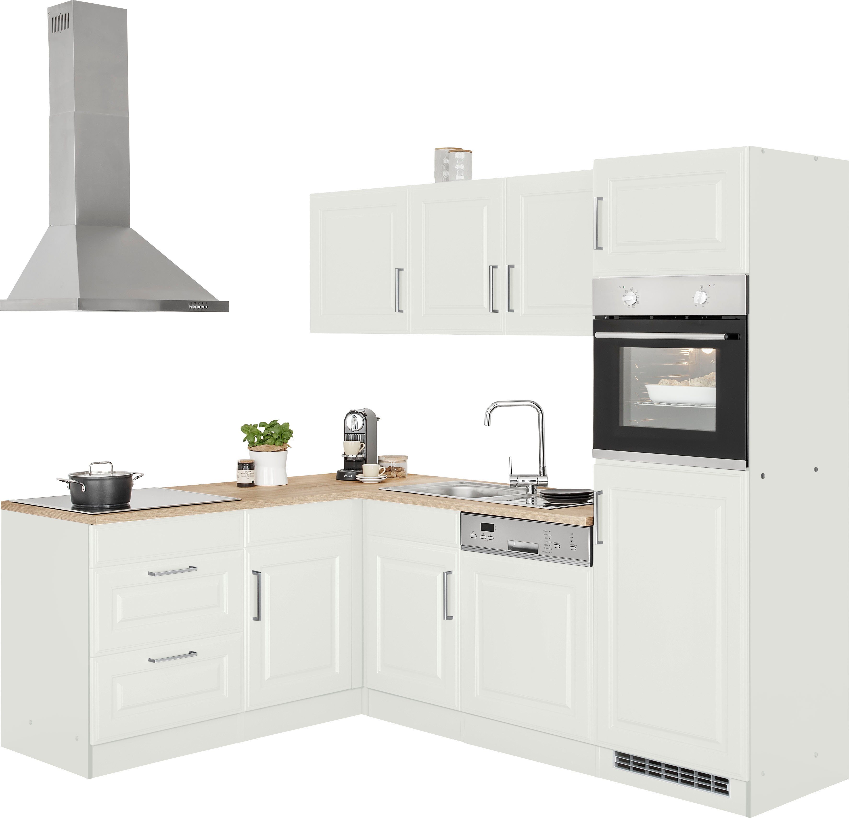 HELD MÖBEL Winkelküche Stockholm, mit E-Geräten,230 x 170 cm, wahlweise mit Induktionskochfeld