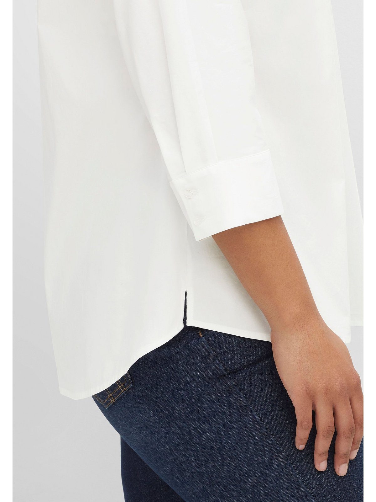 Sheego Hemdbluse Große Größen mit 3/4-Arm, in Popeline-Qualität