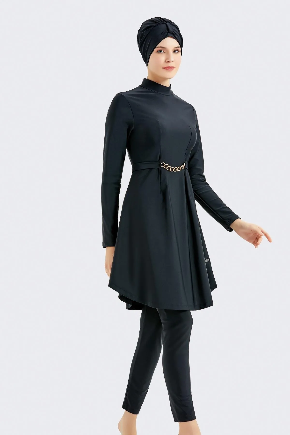 C&City  Vollständig bedeckter 4-teiliger Hijab-Badeanzug 4050 Schwarz