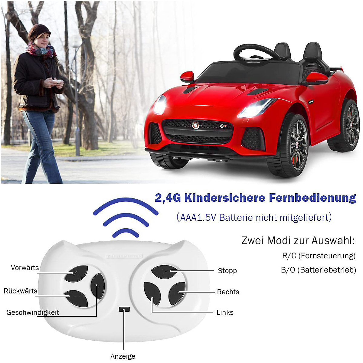 Elektroauto Jaguar mit Fernbedienung & Musik