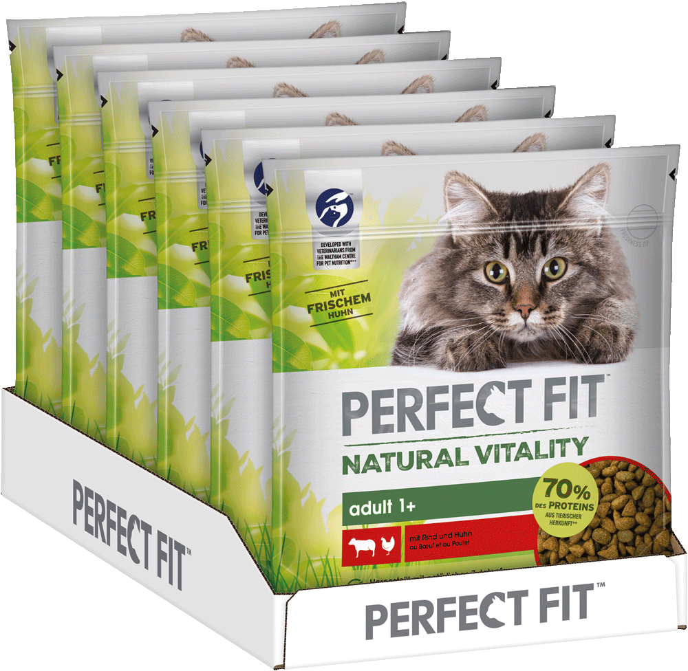 PERFECT FIT Trockenfutter PERFECT FIT Natural Vitality Adult +1 Sparpaket 6x650g Rind & Huhn