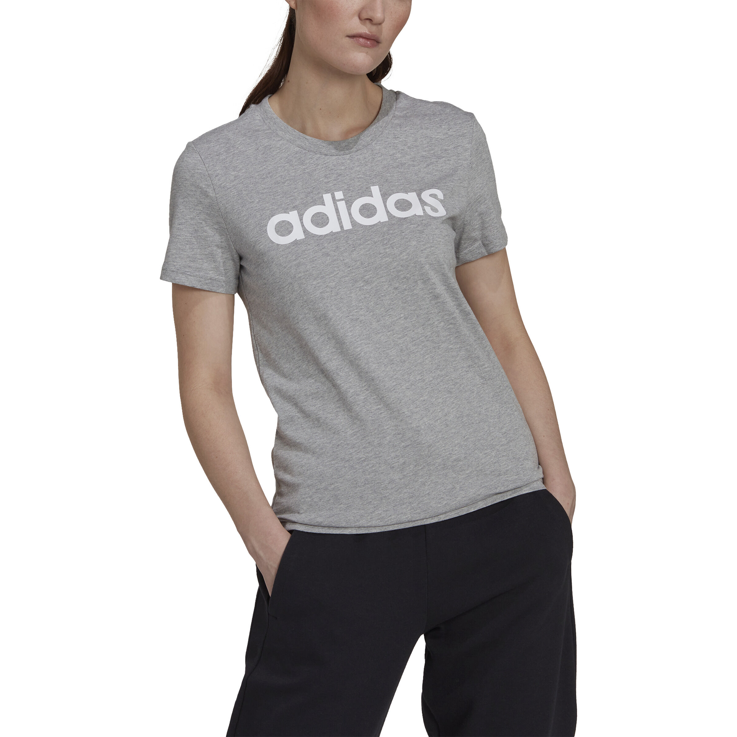 Linear T-Shirt Damen - Grau