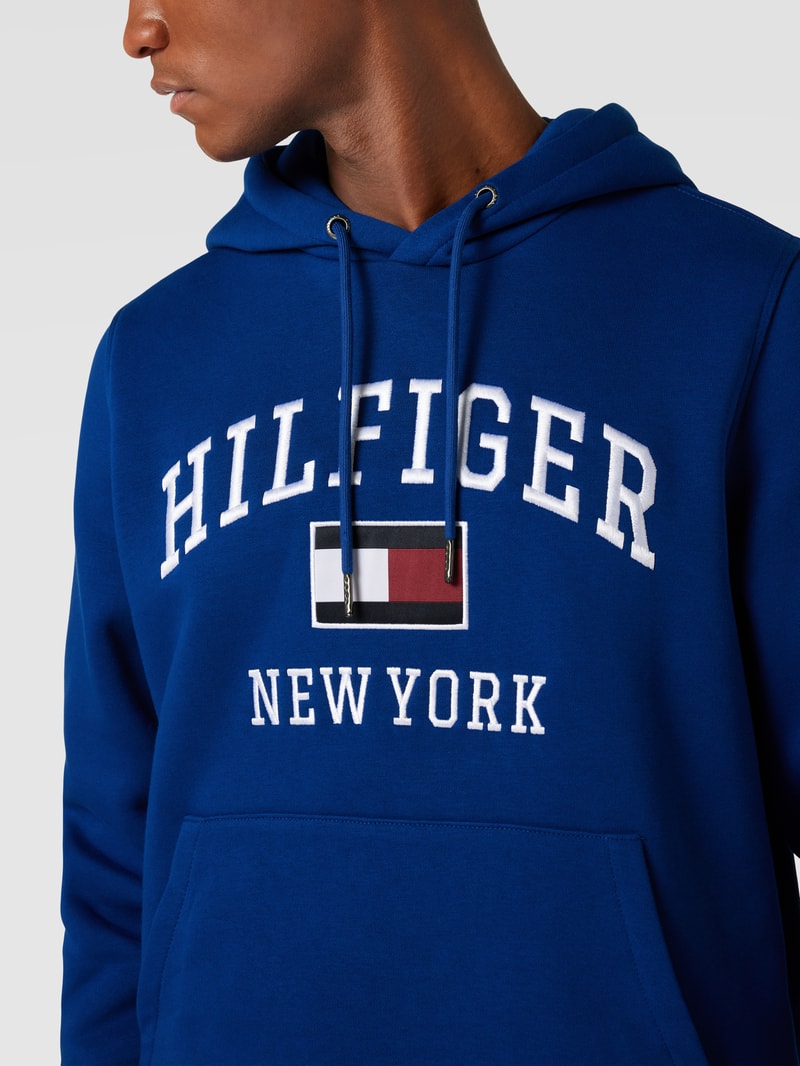 Hoodie mit Label-Stitching Modell 'VARSITY' in royalblau