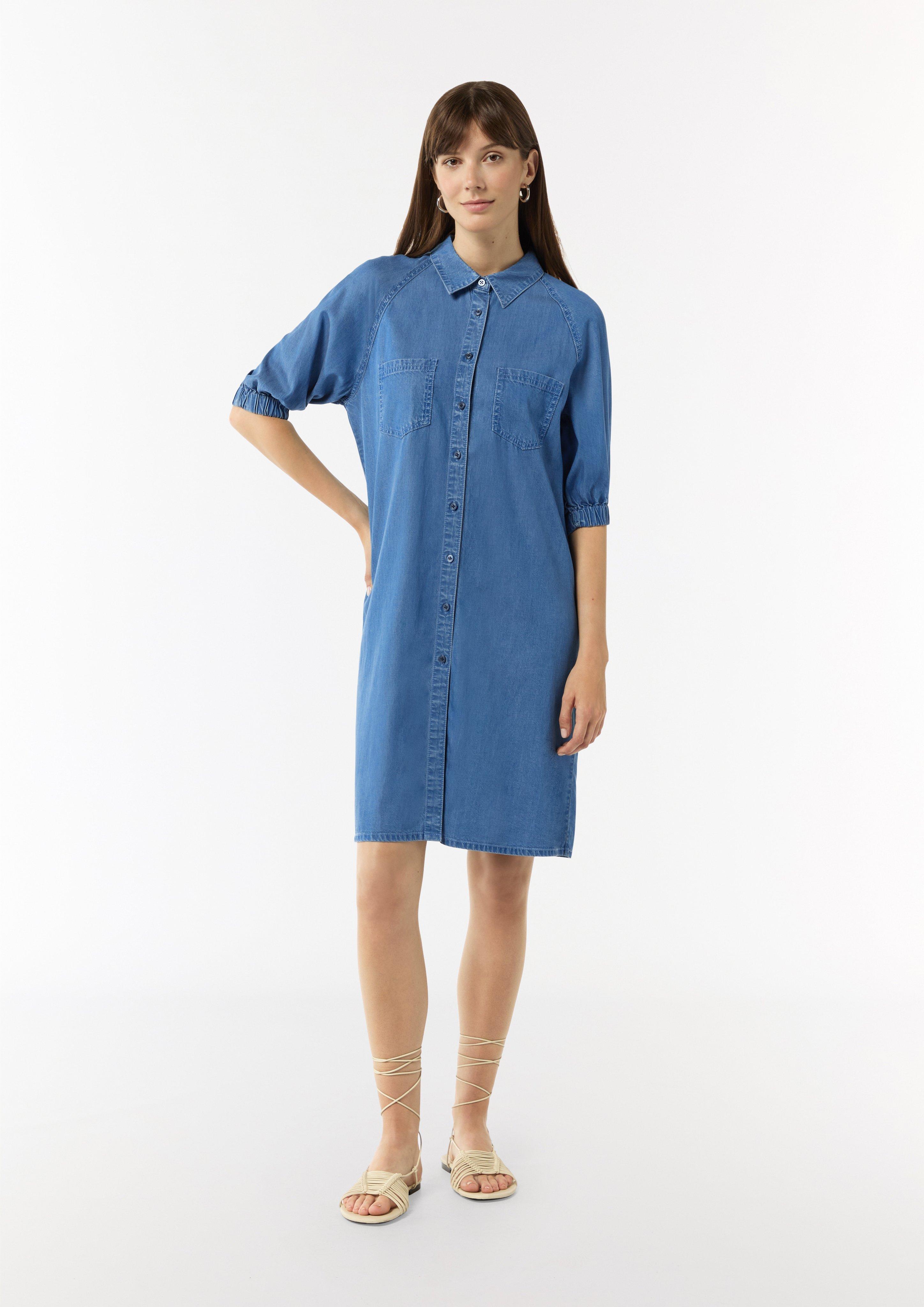 Fließendes Denimkleid mit Knopfleiste - blau
