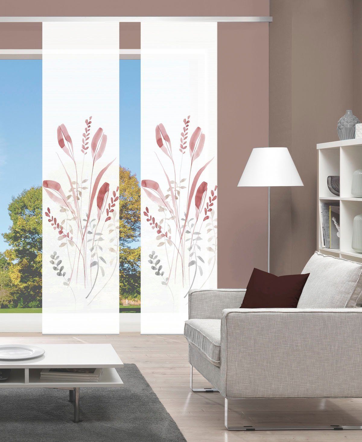 Schiebegardine AYENE 2er SET, Vision S, Paneelwagen (2 St), halbtransparent, Schiebevorhang Digidruck 2er Set AYENE