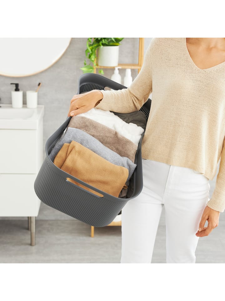 Rotho Brisen Wäschekiste 40l mit 4 Griffen in Anthrazit günstig kaufen onesize