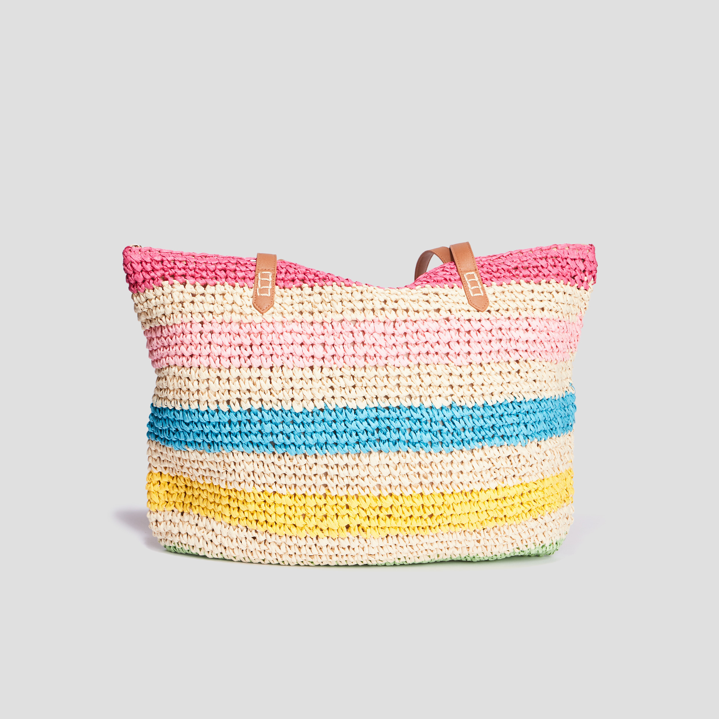 Sac cabas tressé multicolore femme | La Halle