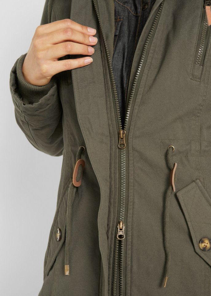 Winterparka mit Fellimitat-Kapuze