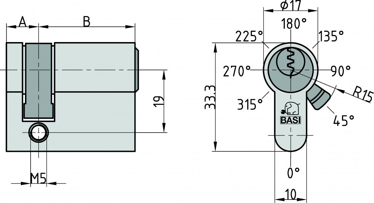 Basi AS - 10/30 mm Profil-Halbzylinder