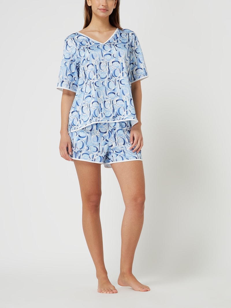 Pyjama-Hose mit Logo-Muster in bleu