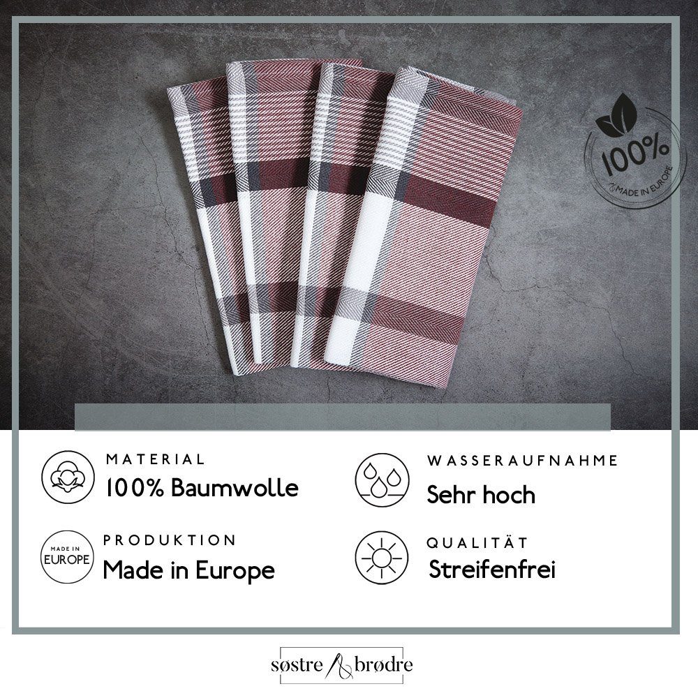 søstre & brødre Geschirrtuch 4er Set Geschirrtücher Küchentücher im hochwertigem Dobby-Design 50 x 70 cm, (4er Set Geschirrtuch Grubentuch, 100% Baumwolle - MADE IN EUROPE, Sehr saugfähig - Premium Qualität, 4-tlg., 4)