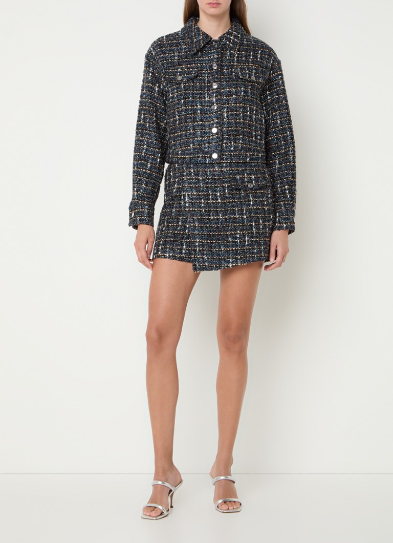 Jachetă HUGO BOSS cu efect de tweed și buzunare la piept.