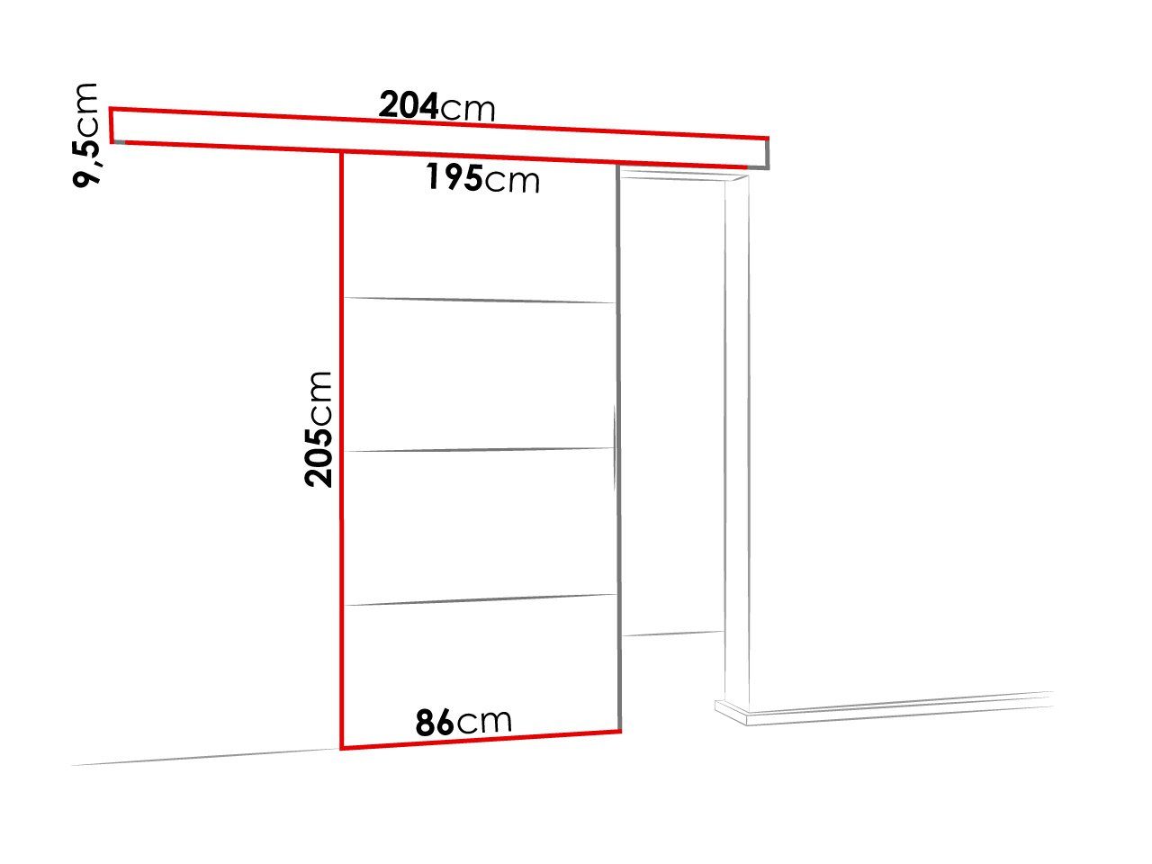 Mirjan24 Schiebetür Malibu Plus (Tür universell Links / Rechts), Metallkugellagerschiebesystem, 86/96/106 cm, Aluminiumgriffe