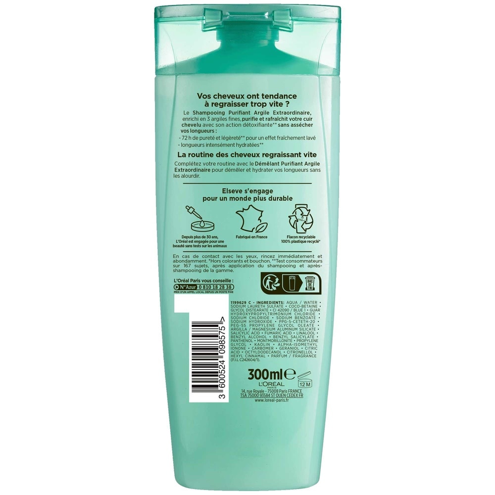 L'Oréal Paris Elseve Argile Extraordinaire ShampooingPurifiant 300ml Shampoing cheveux gras