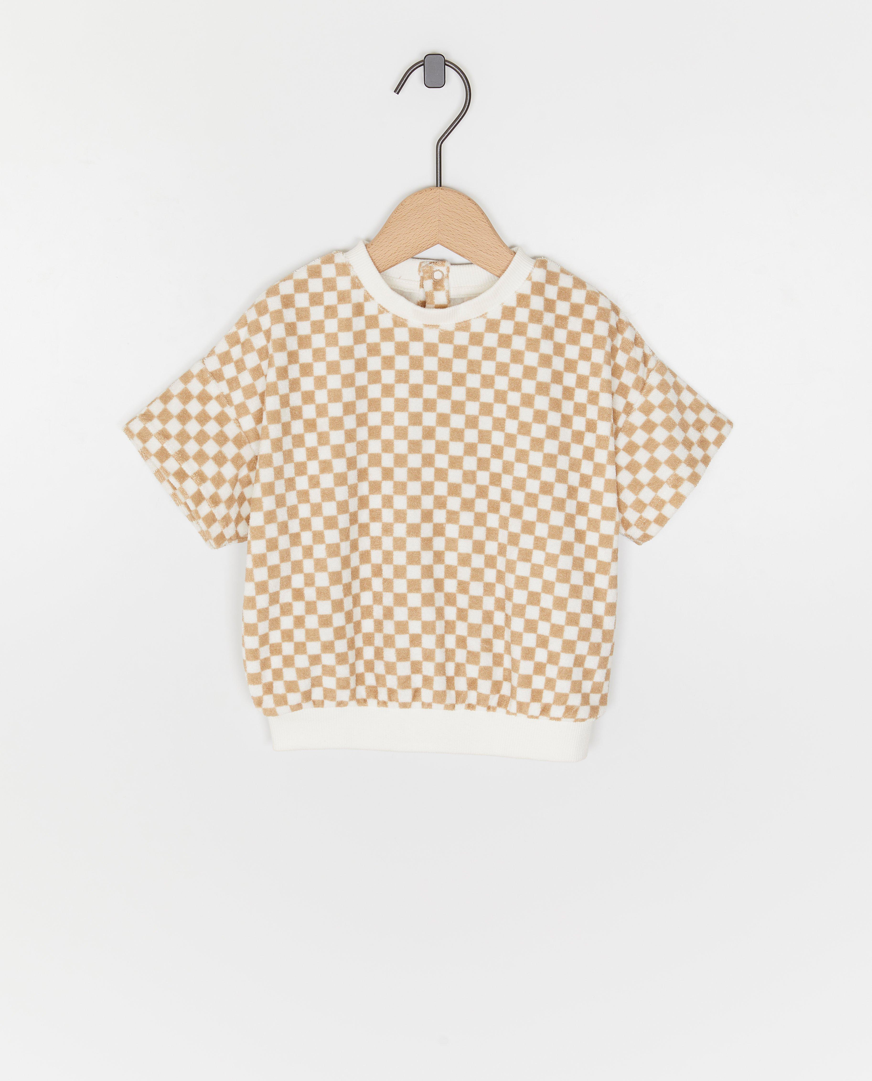 Tricou unisex Nanja Massy din material terry, alb pentru bebeluși