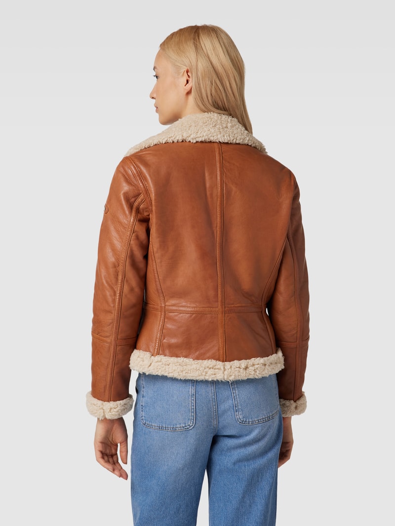 Lederjacke aus Lammleder mit Reverskragen in cognac