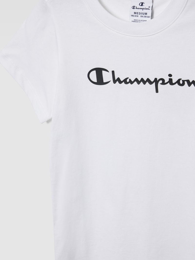 T-Shirt mit Label-Print in weiß