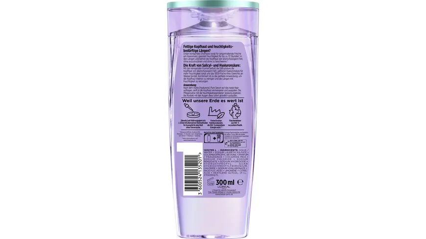 L'oréal Paris Elvital Hydra Hyaluronic Pure entfettendes Shampoo 300 ml
