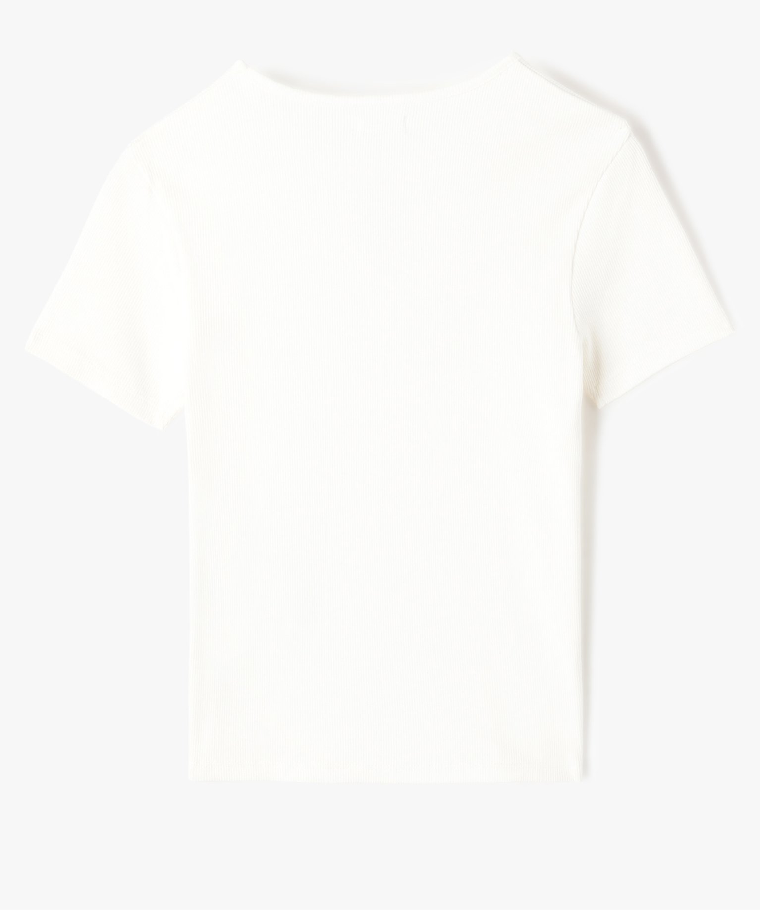 Tee-shirt fille en maille ctelée avec ouverture goutte ecru | GEMO