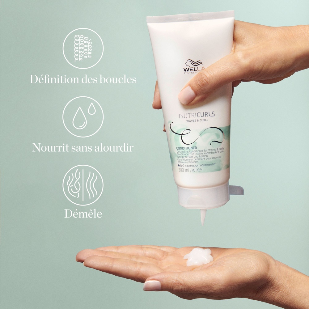 Wella Nutricurls Après-shampoing démêlant pour cheveux ondulés et bouclés Après-Shampoing