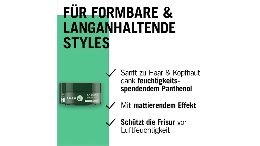 TAFT Forming Styling Paste 75ml Halt 5+ Glanz 1 75 ml