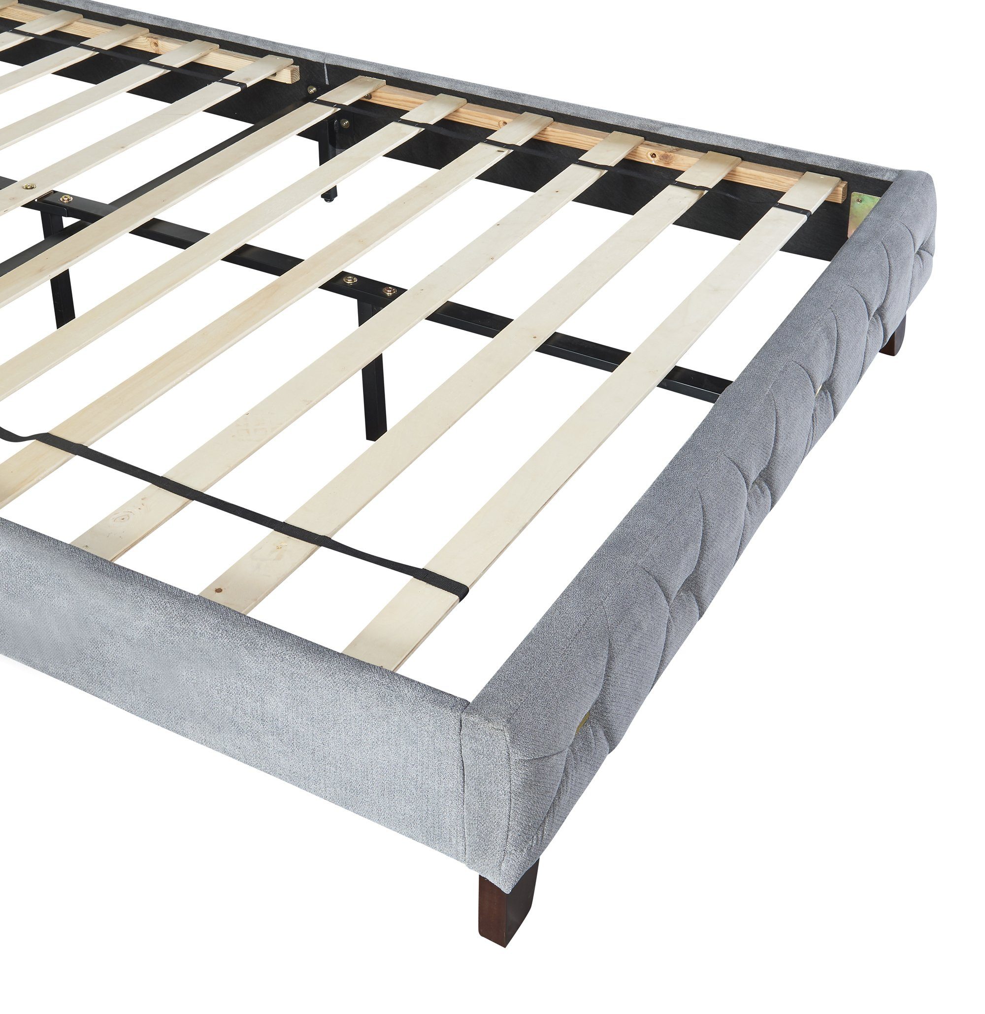 OKWISH Polsterbett Doppelbett Stauraumbett Funktionsbett Gästebett (Flachbett-Doppel-Gästebett in hautfreundlichem Kardamom-Samt 140 x 200 cm, Stauraum am Kopfteil mit USB-Anschluss), ohne Matratze