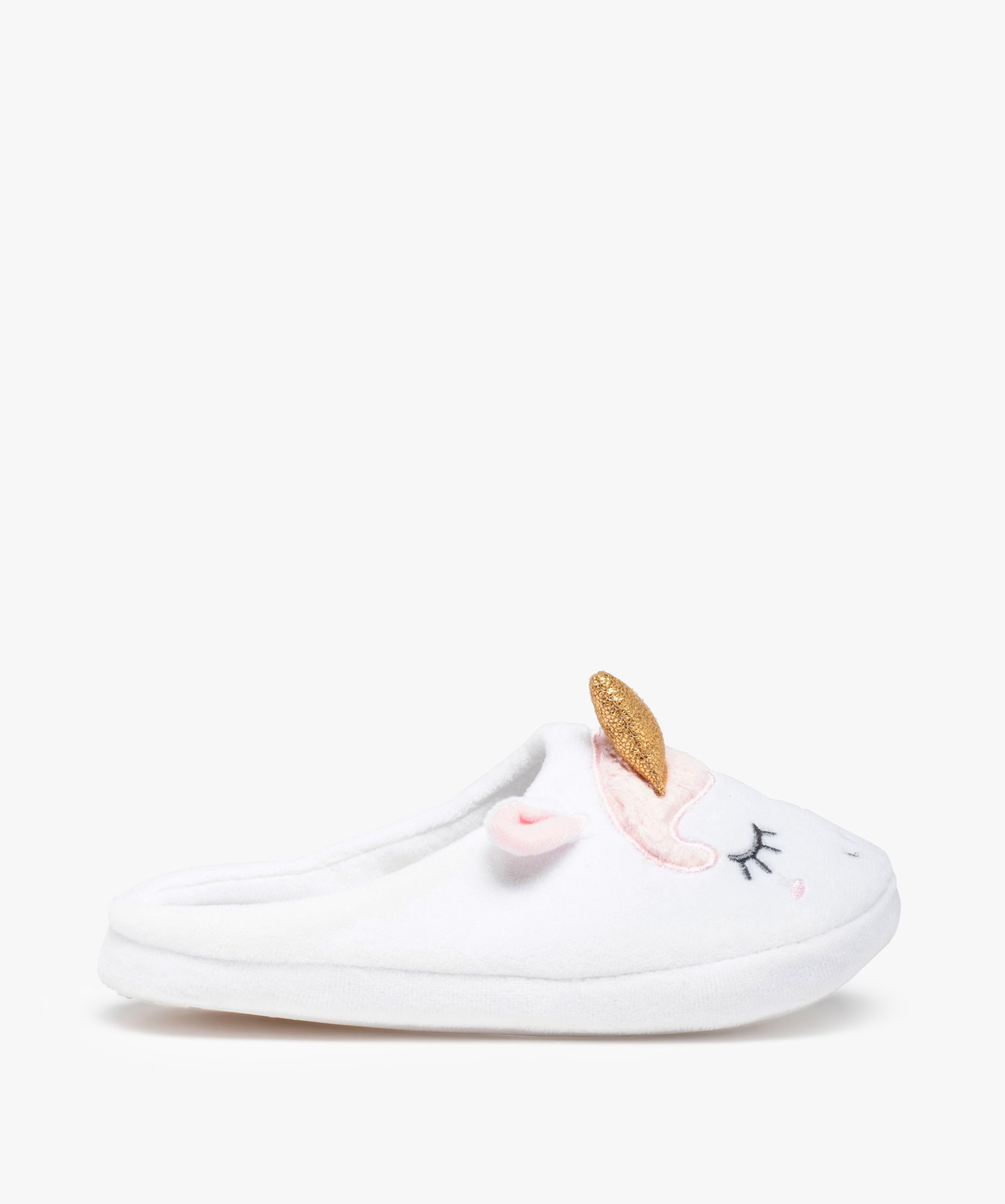 Chaussons fille mules en forme de licorne détails pailletés beige | GEMO