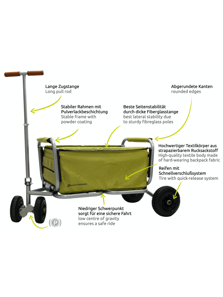 Beachtrekker Beachtrekker LiFe faltbarer Bollerwagen   Bremse, klappbarer Handwagen (Oliv) günstig kaufen onesize