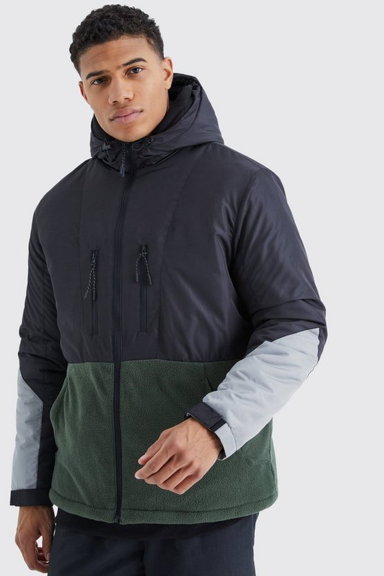 Lockere Colorblock Polar Fleece Jacke