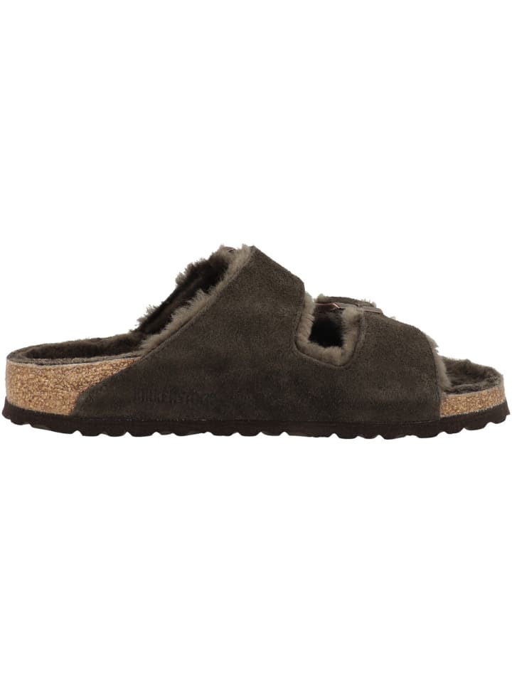 Birkenstock Sandale Arizona Veloursleder Lammfell schmal in dunkelbraun günstig kaufen 40
