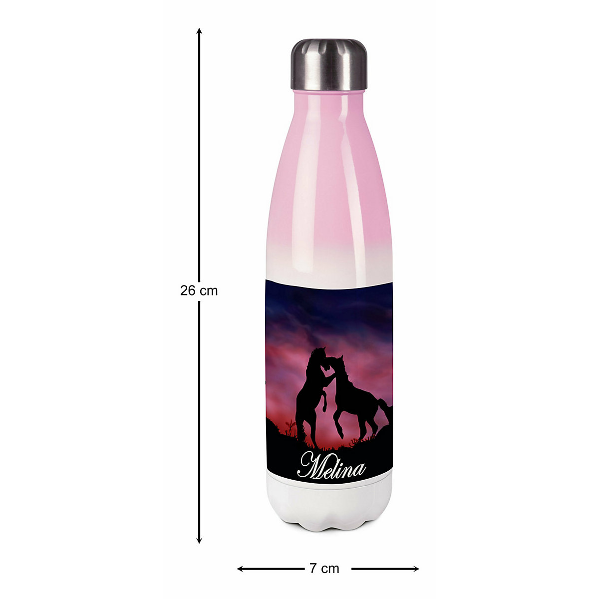 Edelstahl Kinder Thermoflasche / Trinkflasche bunt Pferde Spülmaschinenfest, Auslaufsicher, Bruchfest, Doppelwandig, Für Heißgetränke geeignet, Mit Deckel, Isoliert