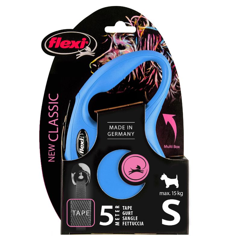 flexi New Classic Gurt-Leine S - blau, 5 m