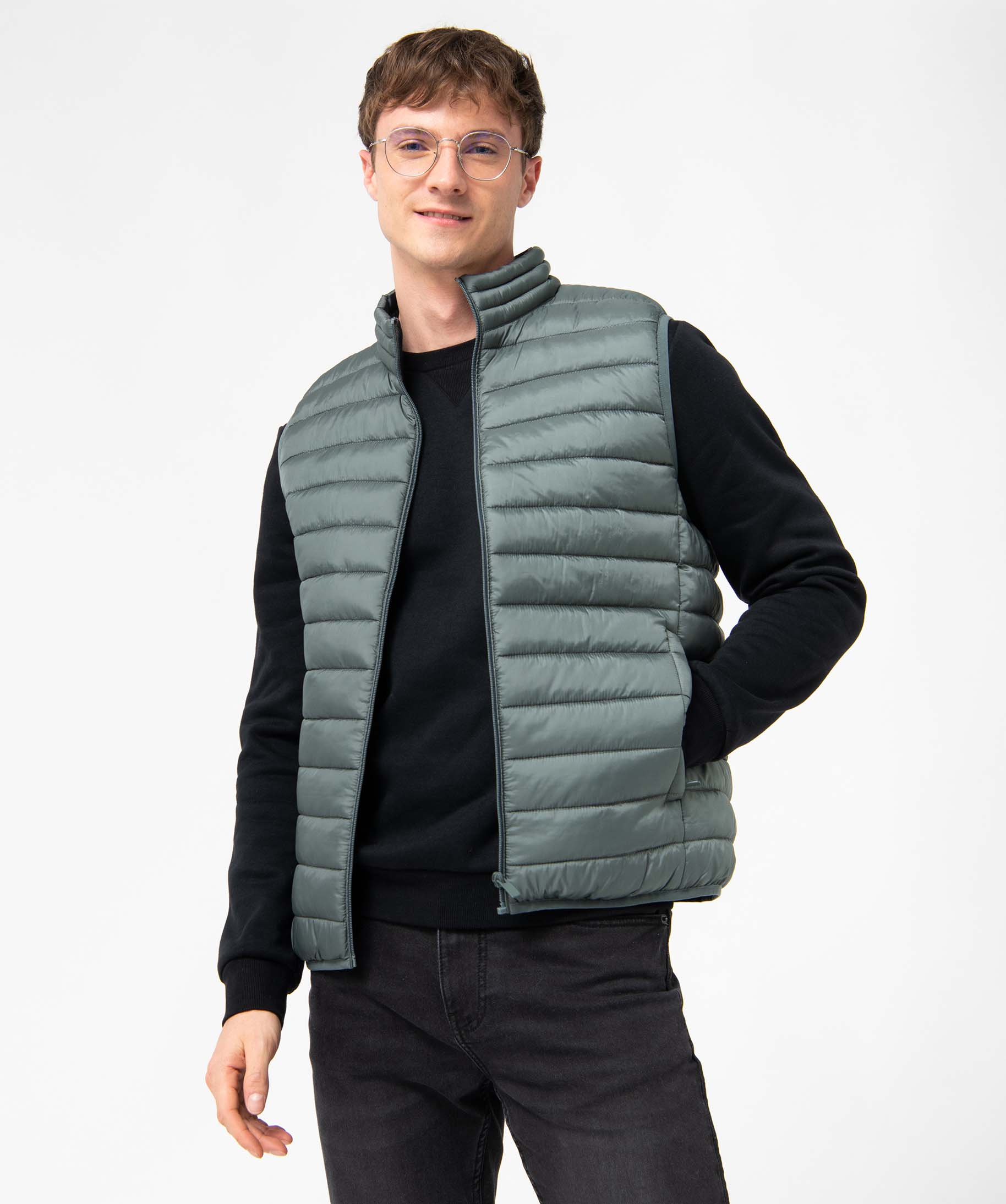 Blouson homme matelassé sans manches vert | GEMO