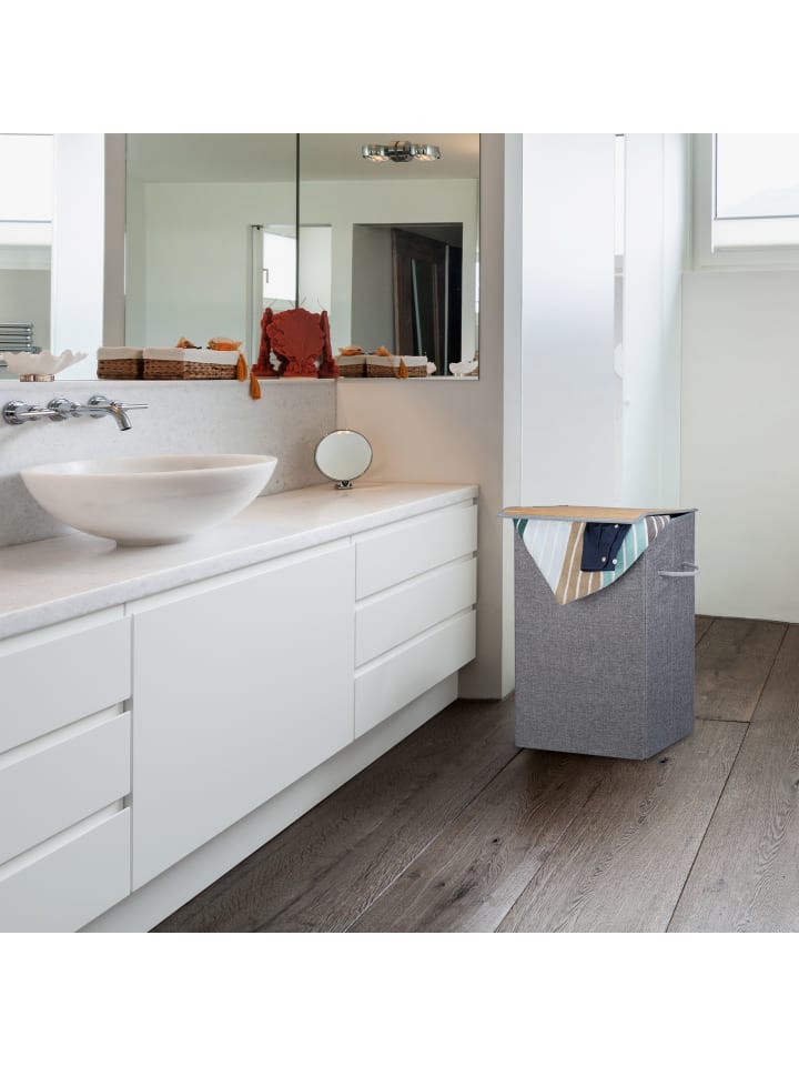 relaxdays Wäschekorb in Grau - (B)40 x (H)60 x (T)30 cm günstig kaufen onesize