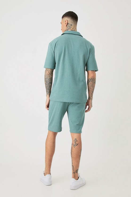 Tall kurzärmliges Hemd & Shorts in Grün