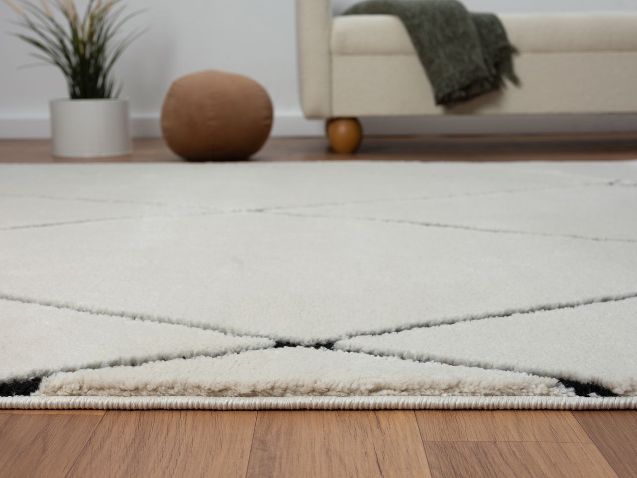 MyFlair Teppich Moroccan Calm, 140 cm x 200 cm, Farbe weiß, rechteckig, Florhöhe 19mm