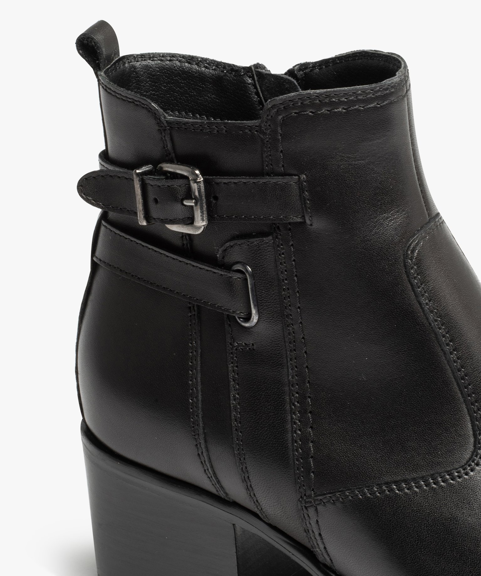 Boots à talon dessus cuir et brides femme - Tanéo noir | GEMO