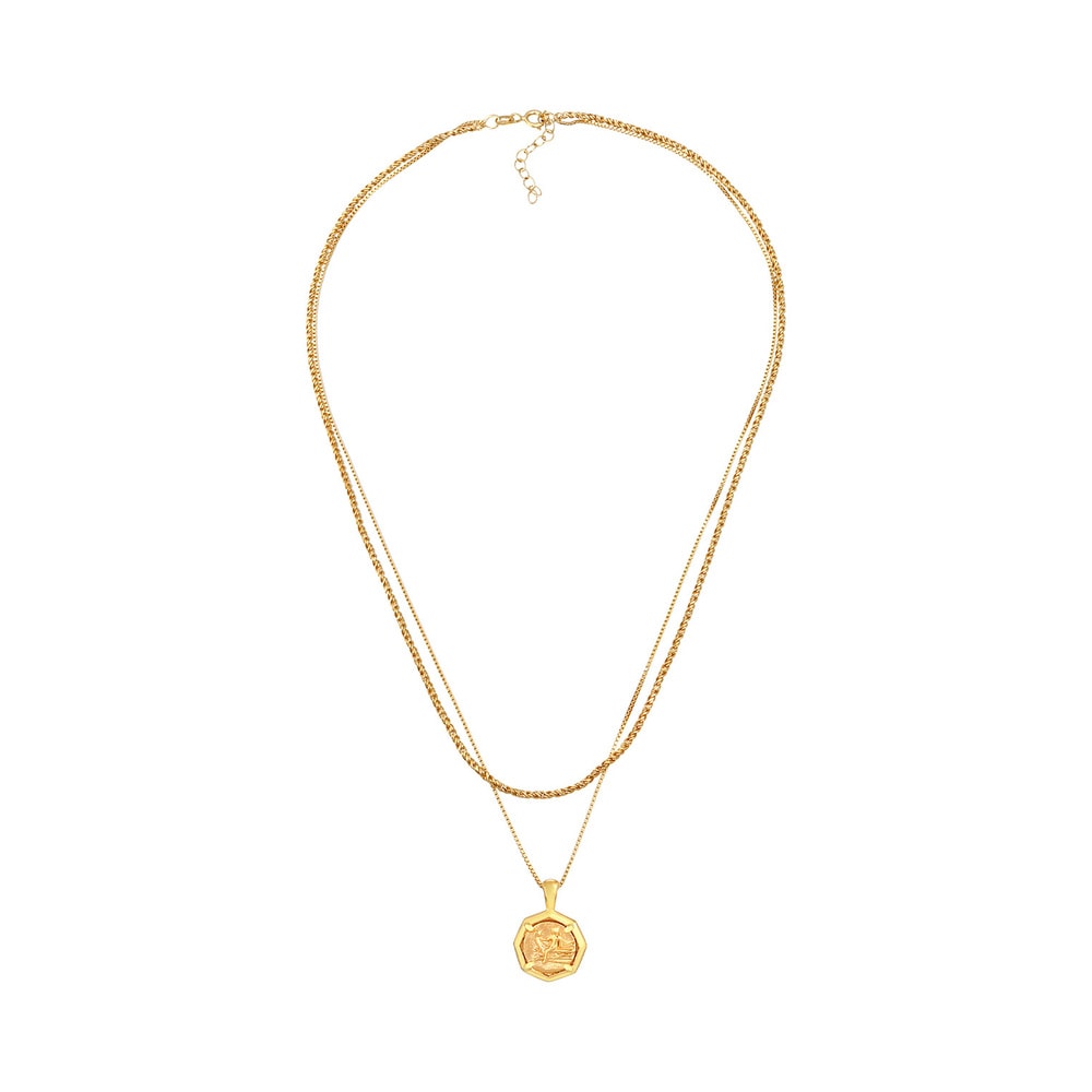 Elli Elli Collier Pendentif pour dames avec pièce de monnaie Couche angulaire ronde Te collier