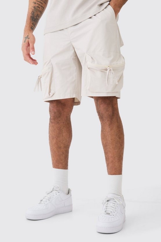 Elasticated Waist Relaxed 3d Cargo Shorts