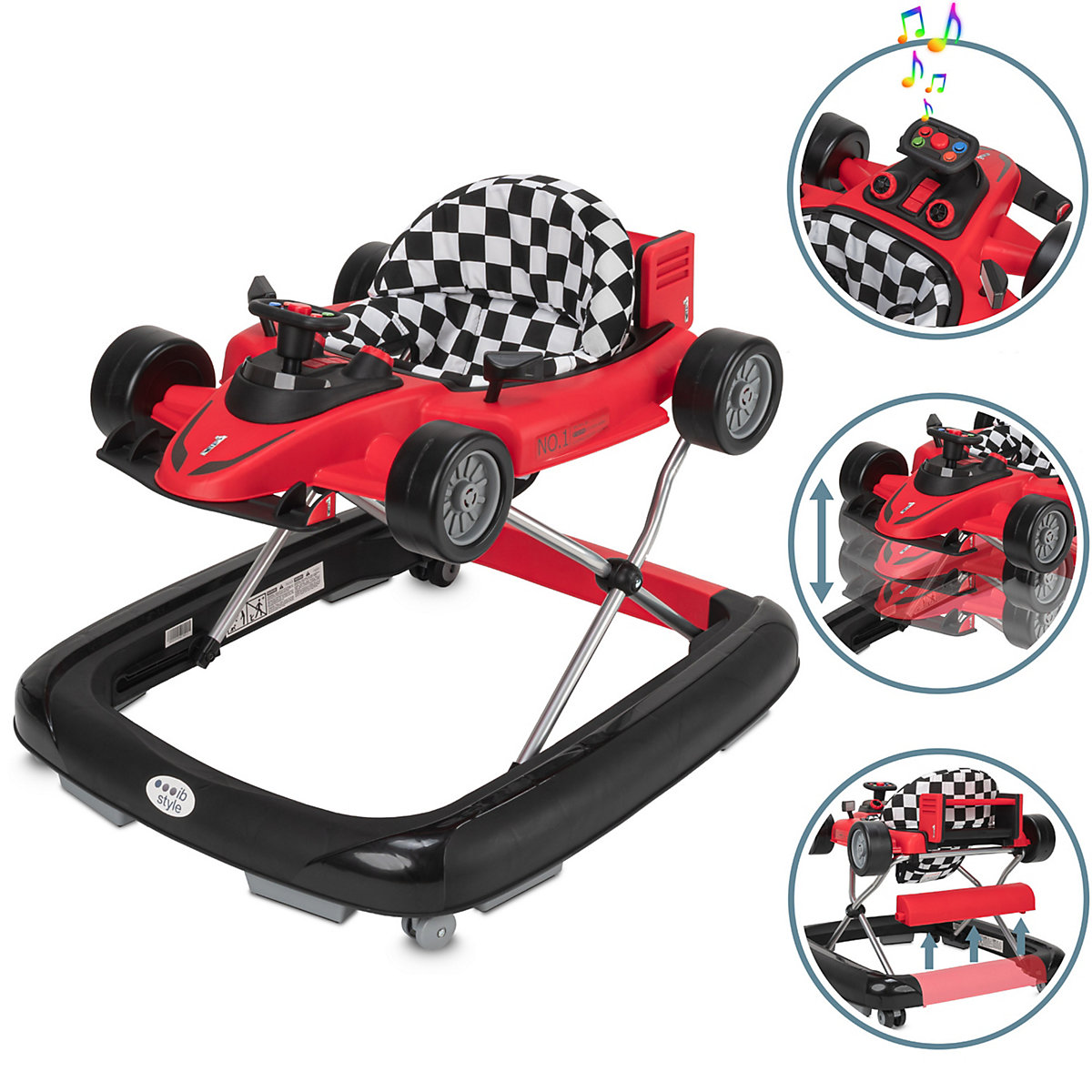 Lauflernhilfe Lauflernwagen Gehfrei mit Sound 2 in1  LITTLE SPEEDSTER 70 x 62 x 40 cm