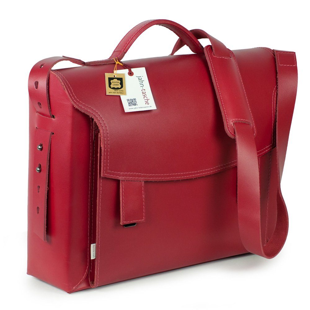 Jahn-Tasche Aktentasche Damen-Aktentasche, Leder Kirsch-Rot, Futter Grau, Jahn-Tasche 609